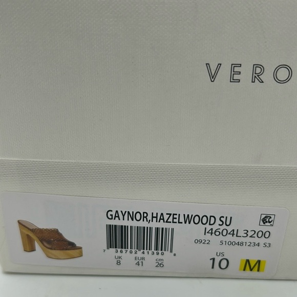 Veronica Beard Gaynor Platform Mules 10 Brown Suede Laser Cut Wooden Heel NWB - Picture 10 of 10